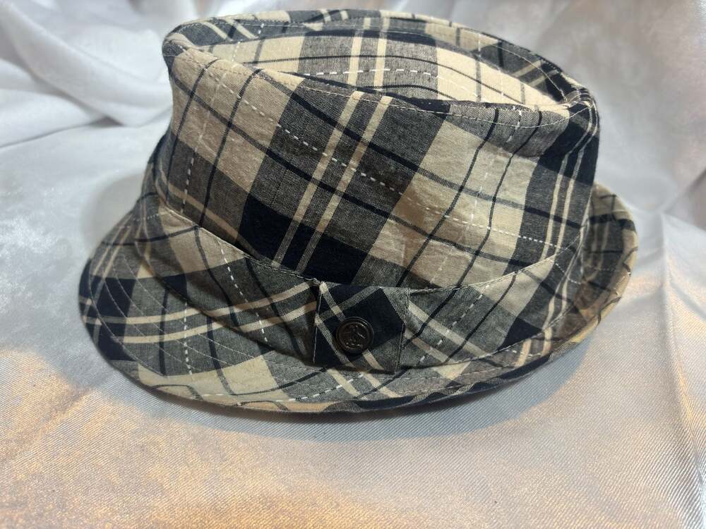 Vtg Original Penguin by Munsingwear Navy Plaid Fedora Hat